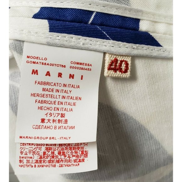 Marni White Blue Leaf Print Cotton and Linen Drill Wrap Midi Skirt Size 40 NEW - Picture 5 of 8